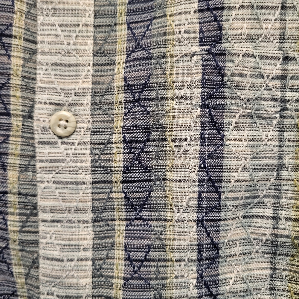 Carbon2Cobalt Mens Net Worth Striped Button Down Shirt - Blue Green Tan- Size XL - Picture 3 of 3
